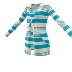 Pastel Striped Ladies Cardigan with Pockets