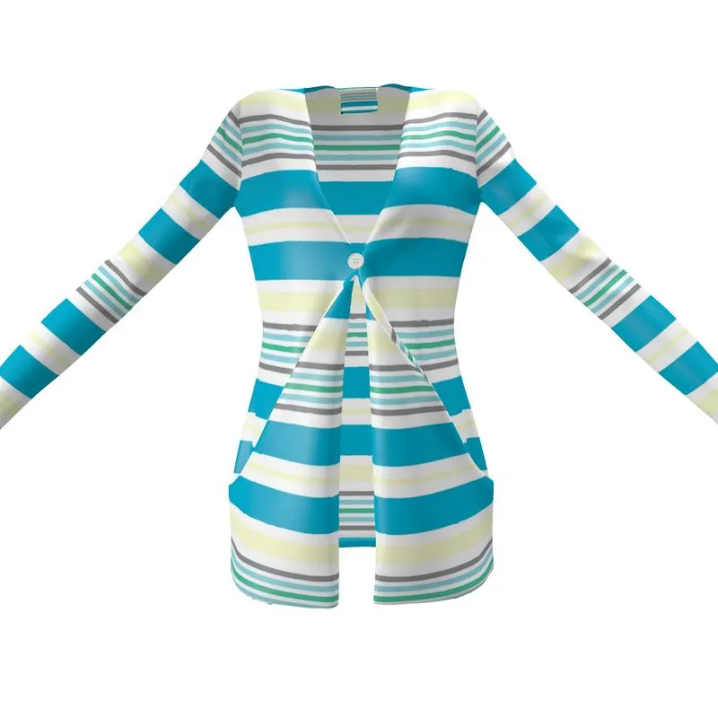 Pastel Striped Ladies Cardigan with Pockets