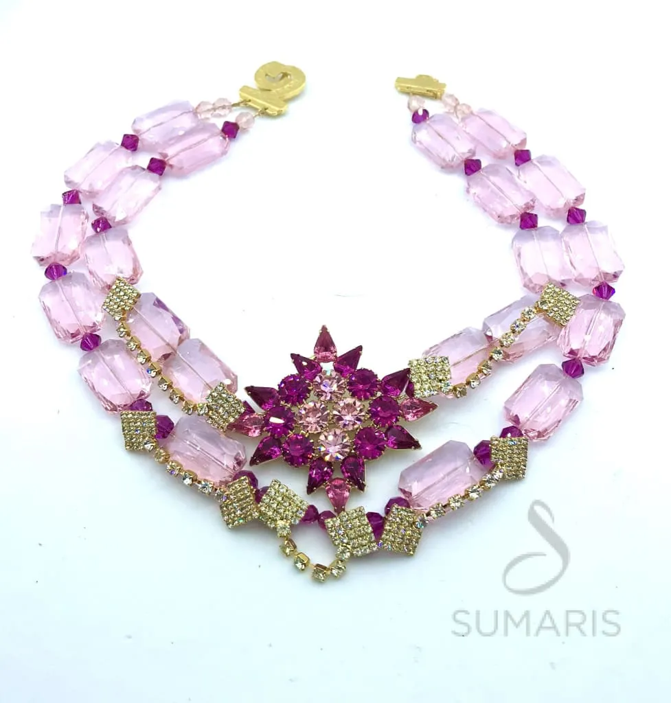 PINK POINTS OOAK STATEMENT NECKLACE