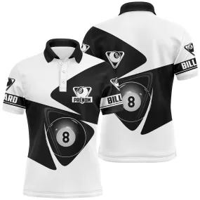 Polo De Billard Professionnel Noir Et Blanc Avec Prénom Personnalisé, Cadeau Idéal Pour Joueur De Billard Elegant - CT27062329