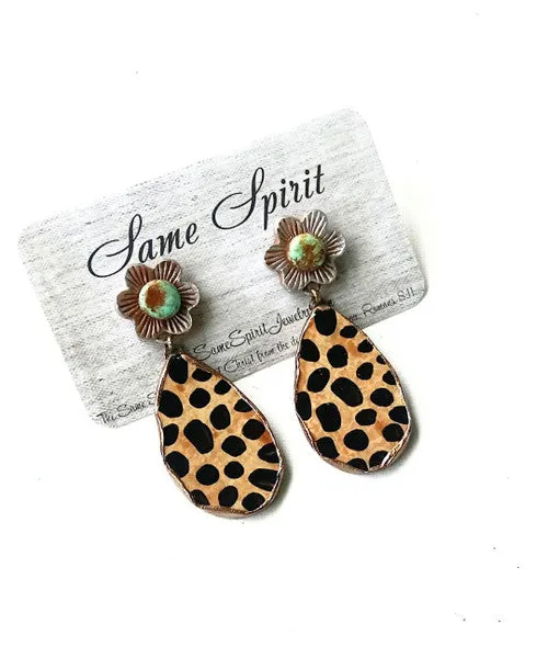 POST BACK EARRINGS - INDIAN SUMMER studs with Kenya teardrops