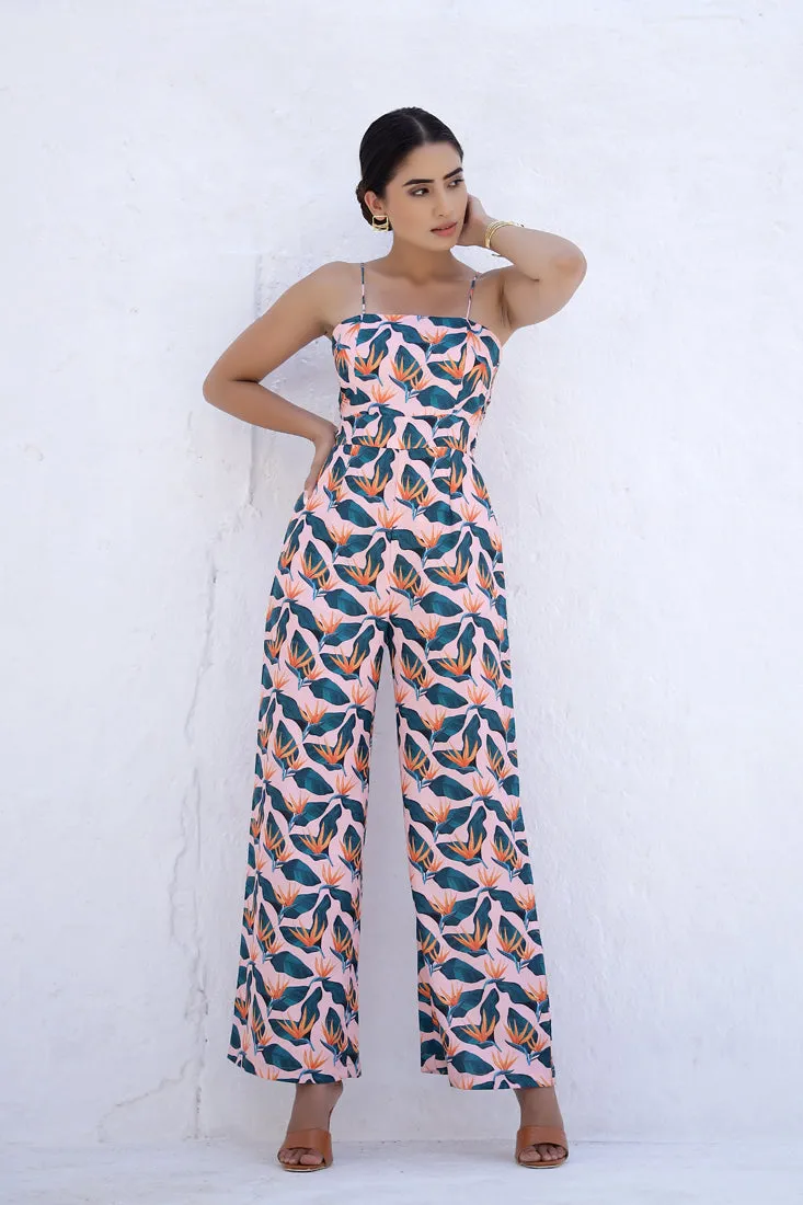 PRESLEY - Tropical Back Tie Jumpsuit (Final Sale)