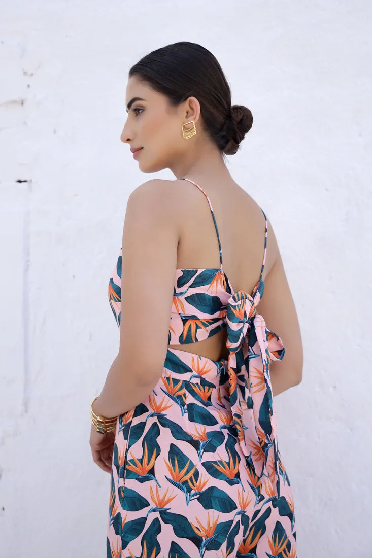 PRESLEY - Tropical Back Tie Jumpsuit (Final Sale)