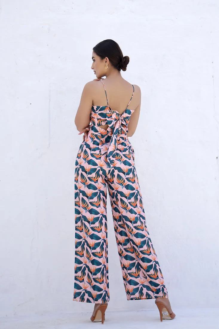 PRESLEY - Tropical Back Tie Jumpsuit (Final Sale)