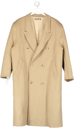 Project Wave Brown Wool Blend Double Breasted Maxi Coat One Size