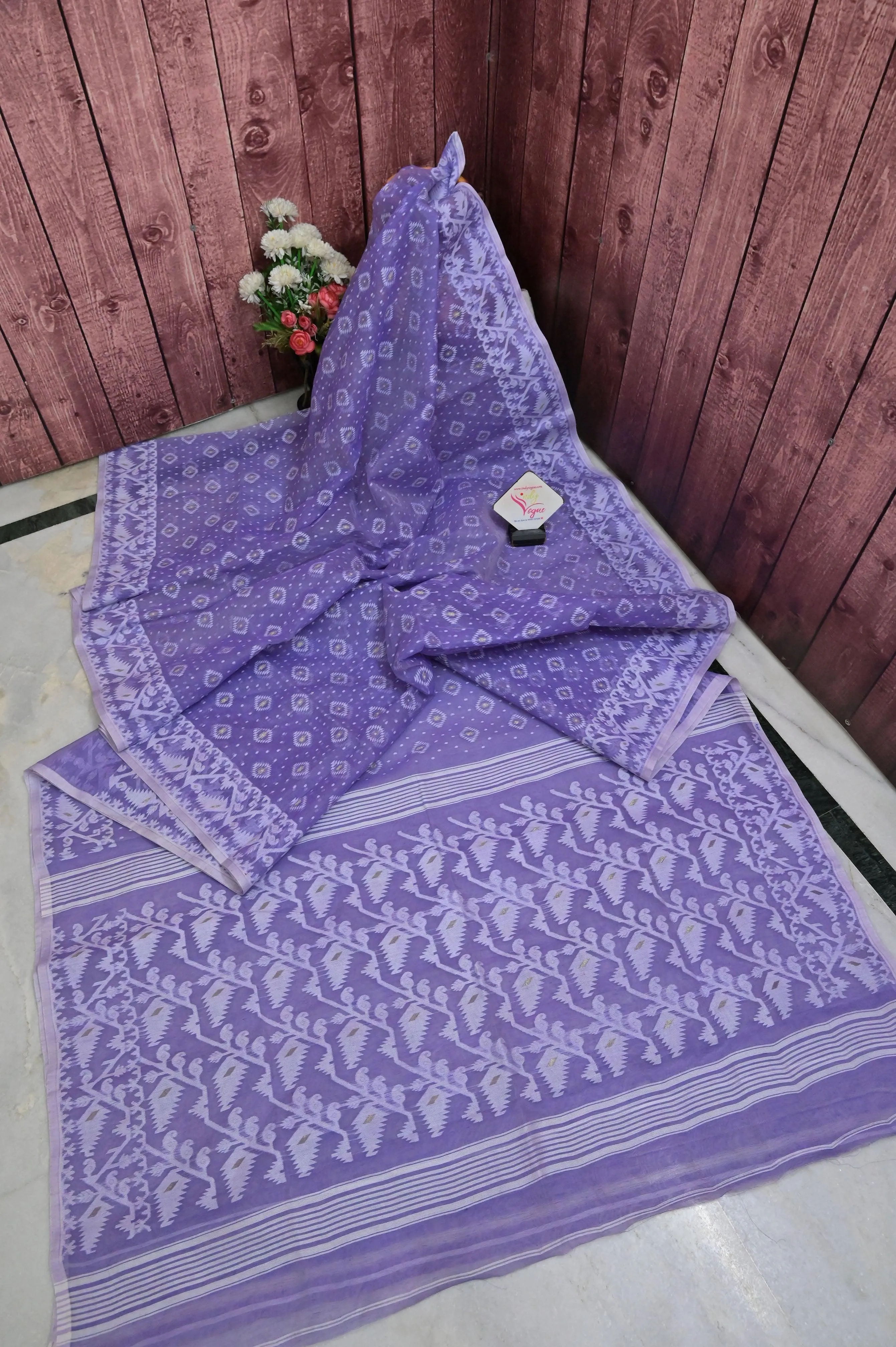 Pure Lavender Color Jamdani Saree