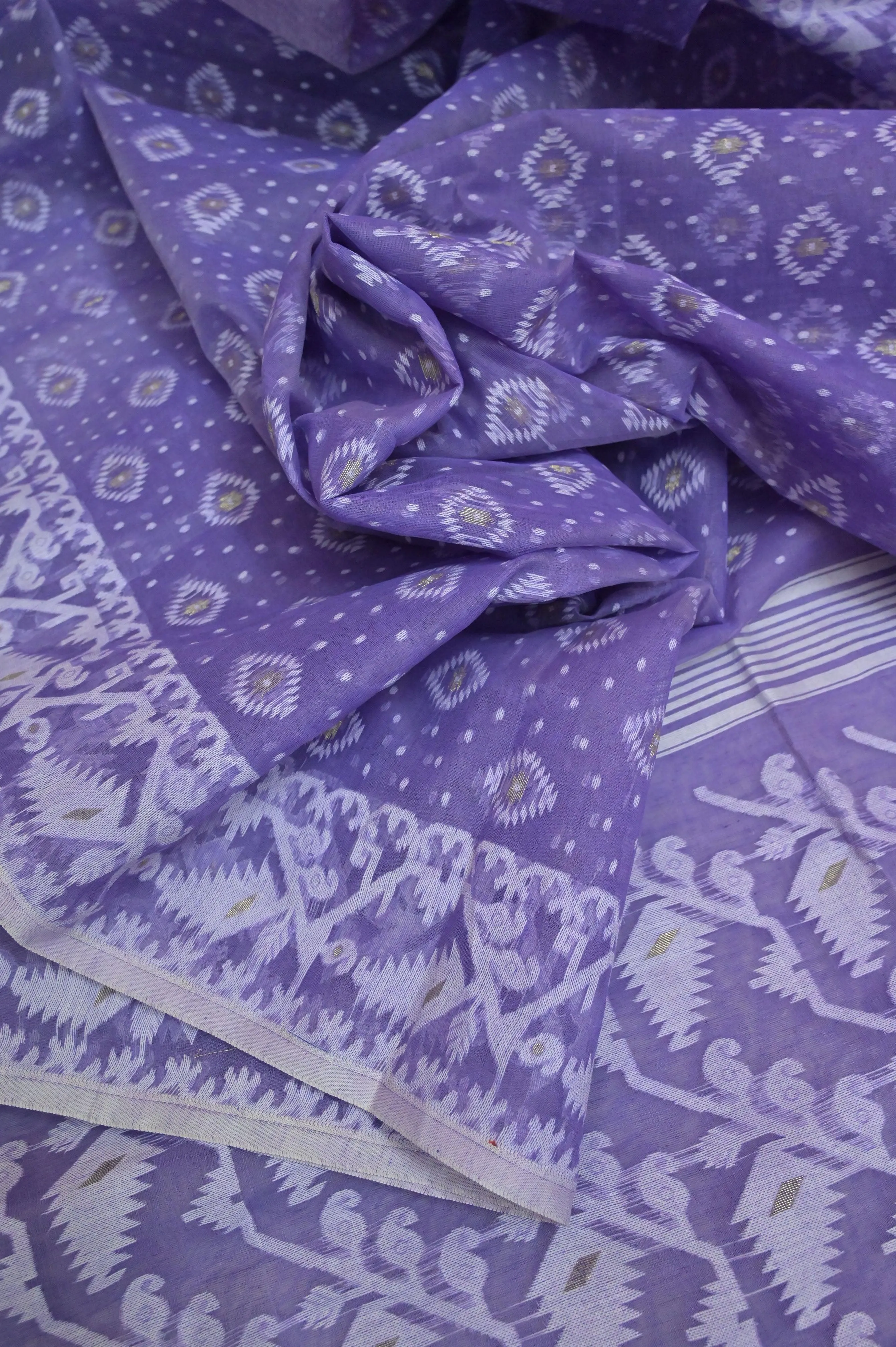 Pure Lavender Color Jamdani Saree