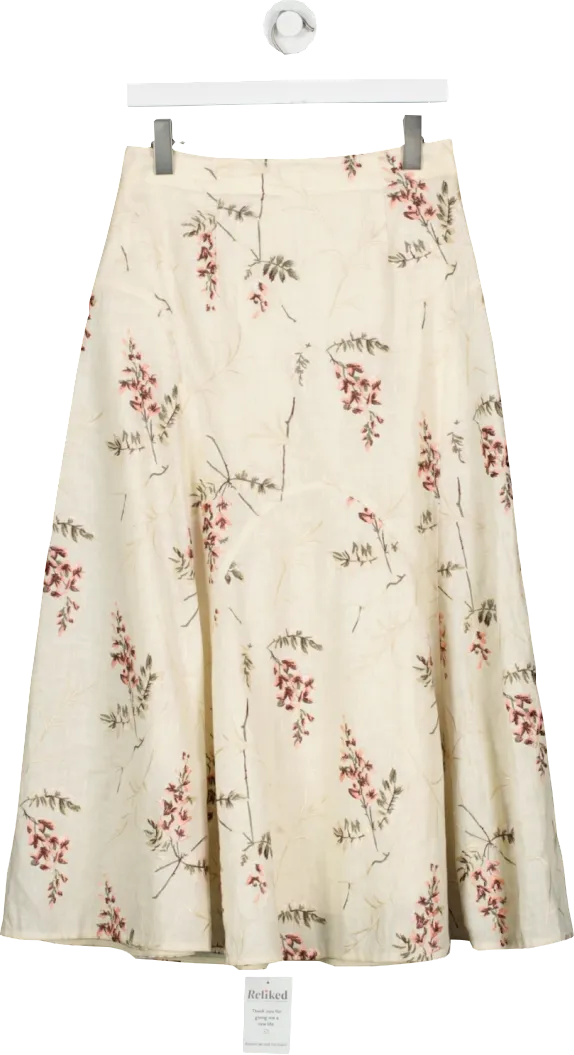 Rebecca Taylor Cream Embroidered Midi Skirt UK 10