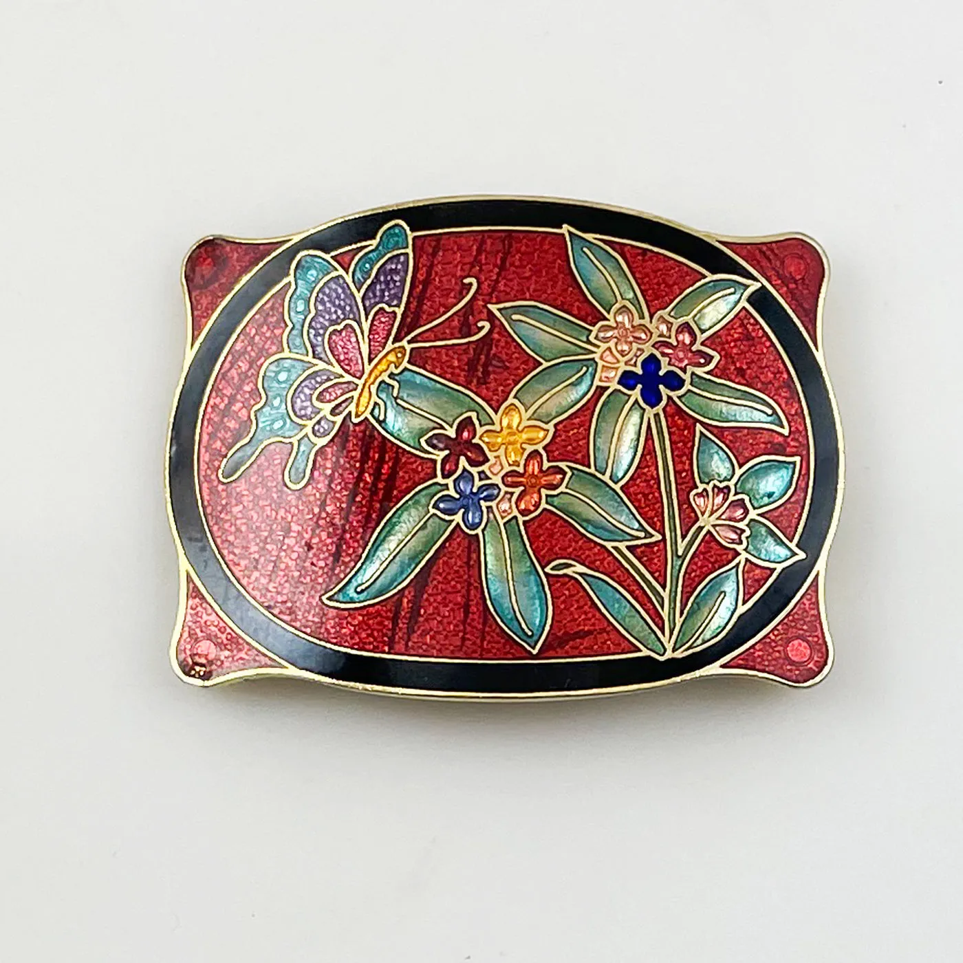 Red Cloisonne Bolo Clip or Scarf Holder