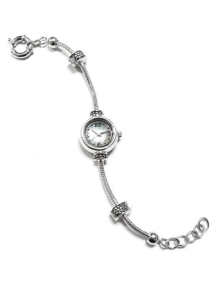 Reflection Beads Sterling Silver Watch - Super Mom Set - Mother of Pearl Dial