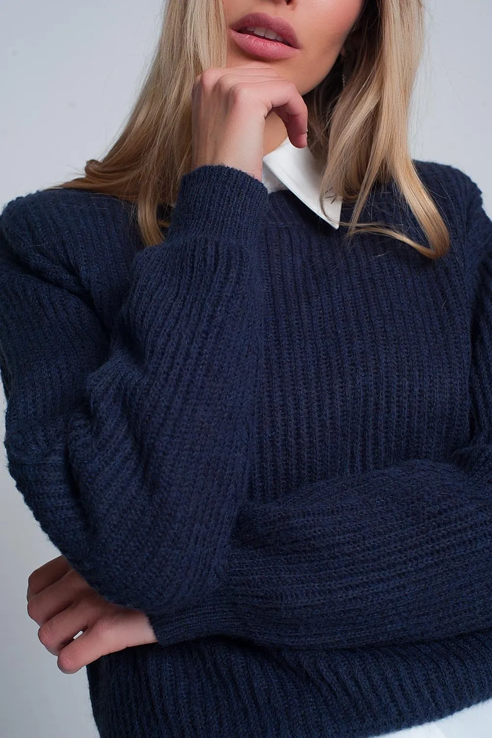 Ribbed Jumper in Navy