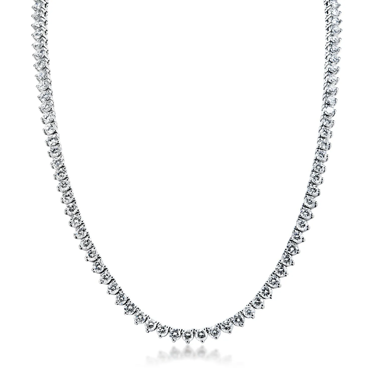 Rosalyn 37 Carat Round Brilliant Diamond Riviera Graduated Necklace in 14k White Gold By Mike Nekta