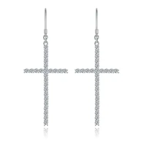 S925 Moissanite Big Cross Dangly Earring