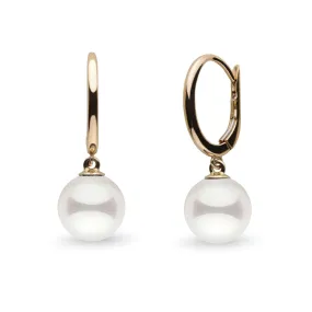 Solid Eternal Collection White Akoya 7.5-8.0 mm Pearl Dangle Earrings