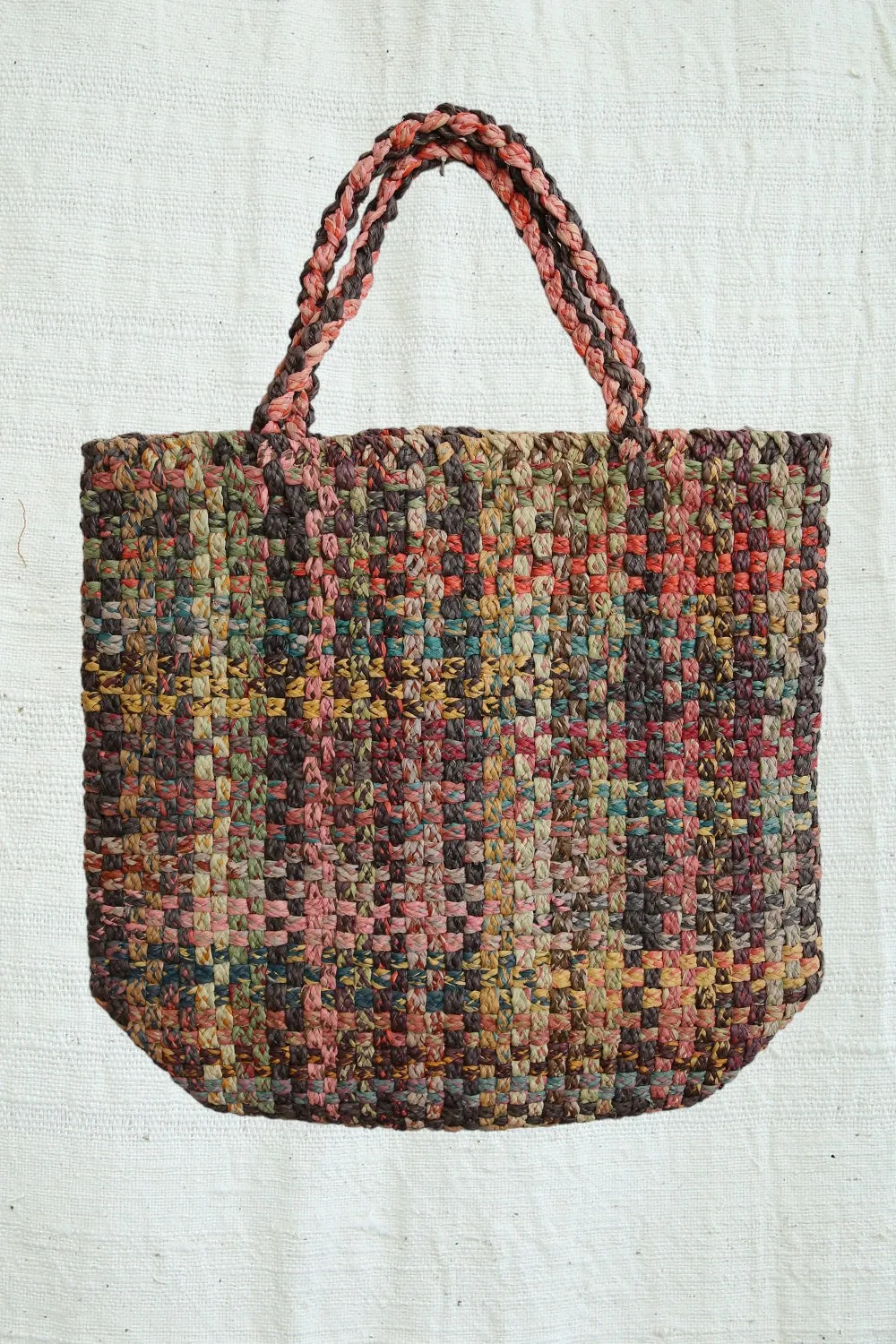 SOPHIE DIGARD CROCHET RAFFIA COLOURED CHECKER BAG