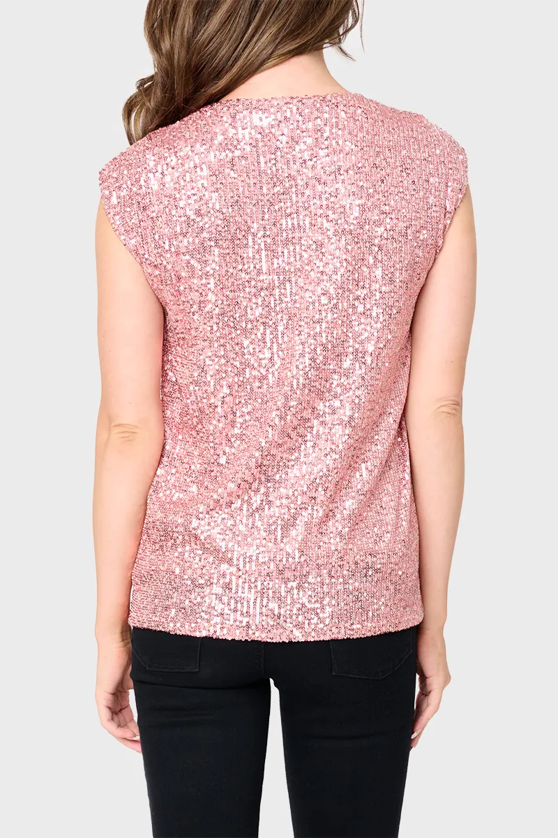 Sparkle And Shine Favorite V-Neck Sequin Tee