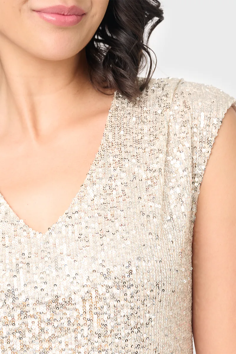 Sparkle And Shine Favorite V-Neck Sequin Tee