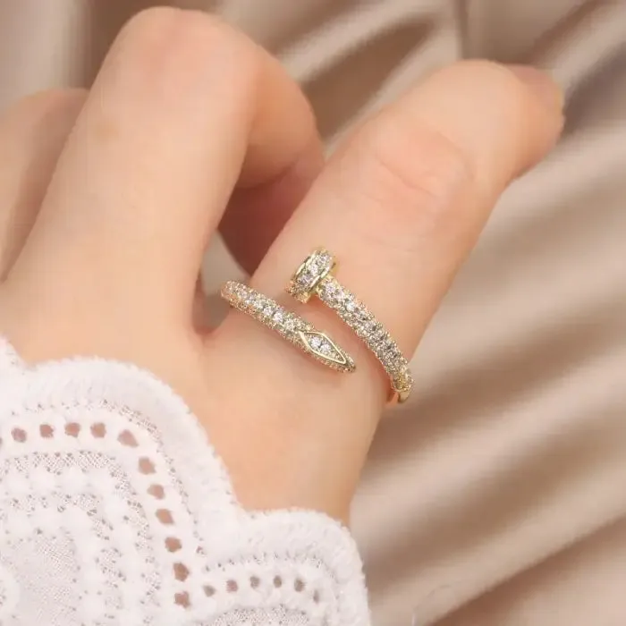 Sparkling Korean Style Copper Zircon Ring