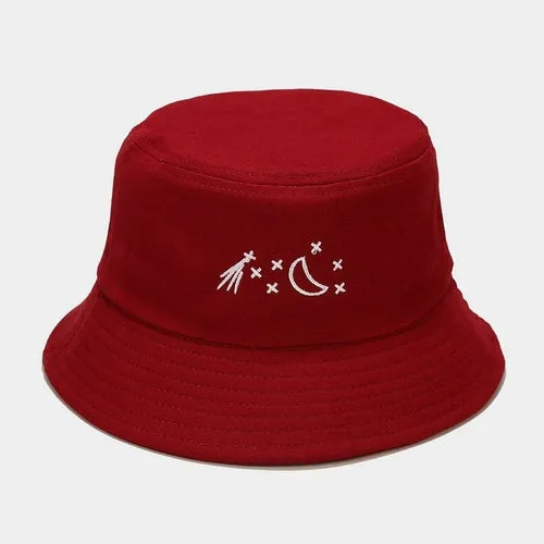 Star Moon Embroidered Fisherman's Hat