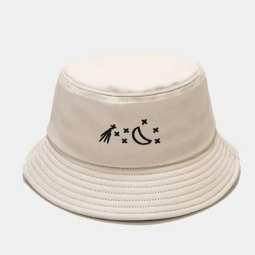 Star Moon Embroidered Fisherman's Hat