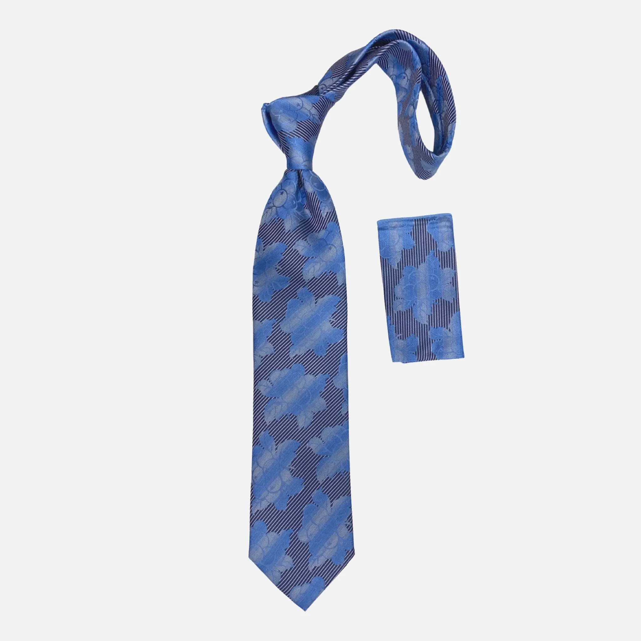 Steven Land Silk Tie and Hanky BW2303 Blue