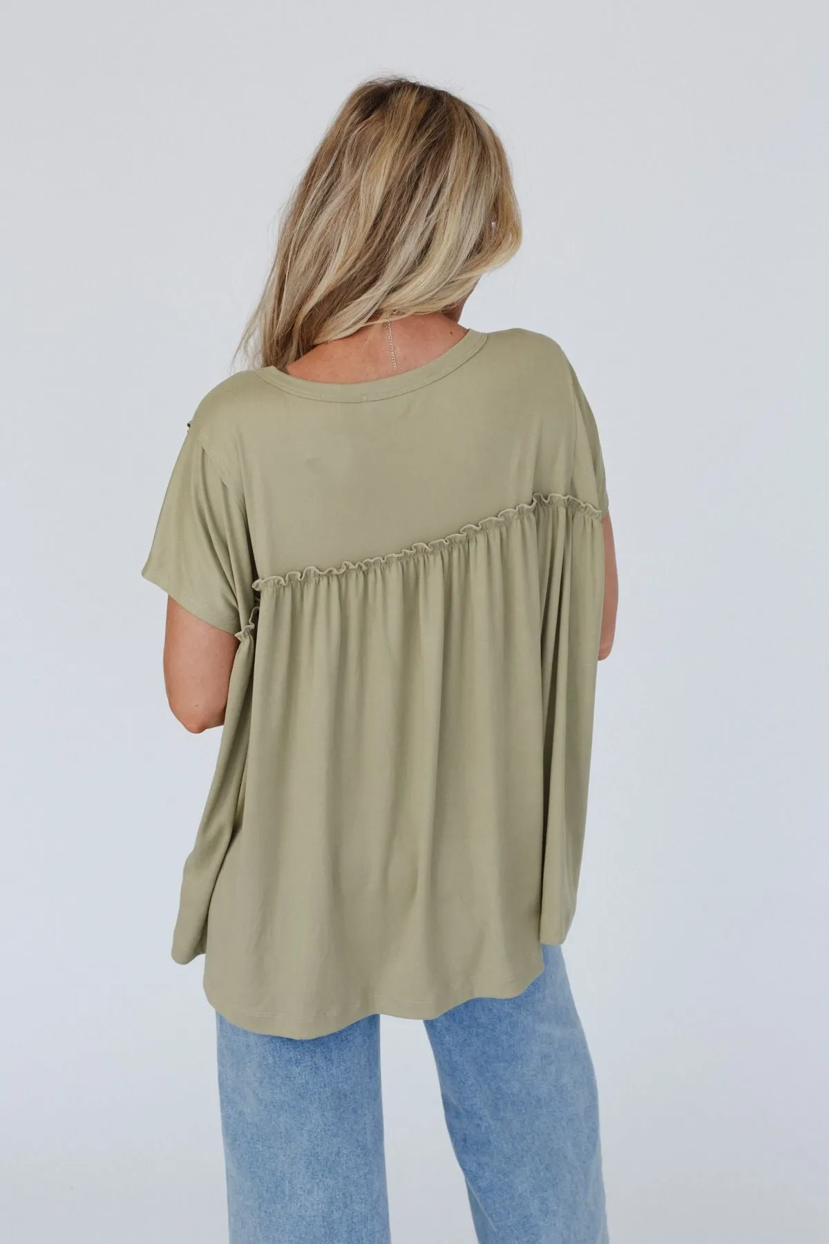 Sunday Morning Babydoll Top - Light Olive