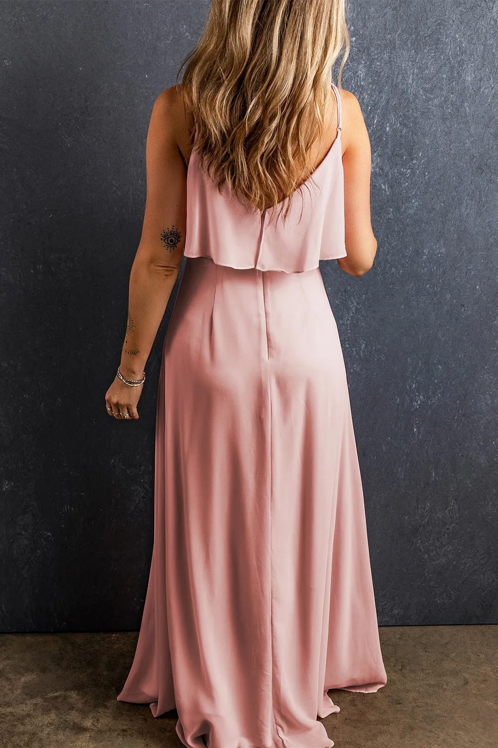 Sunset and Swim  Slit Ruffled V-Neck Maxi Dress