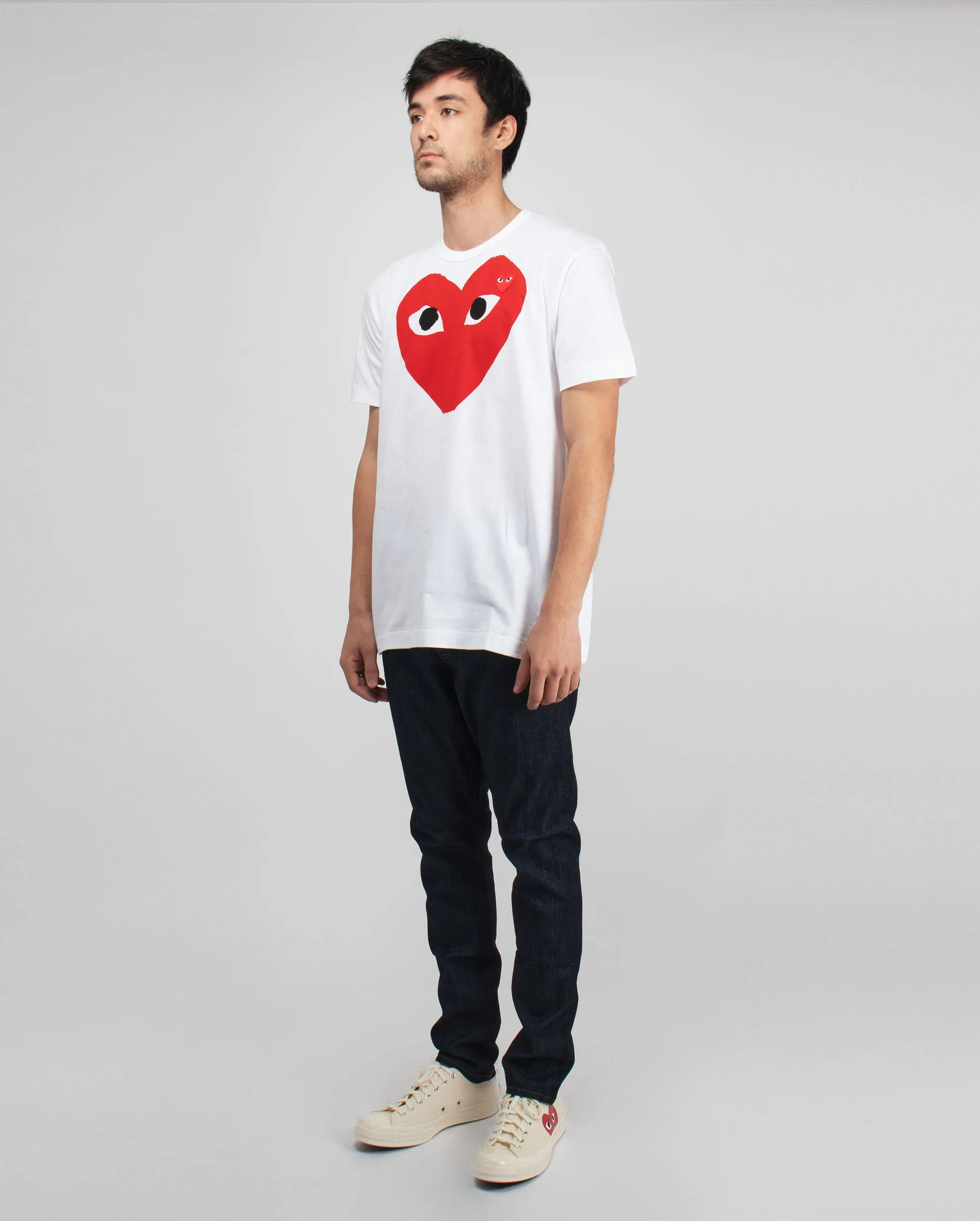 T026 CLASSIC BIG HEART PRINT T-SHIRT / WHITE