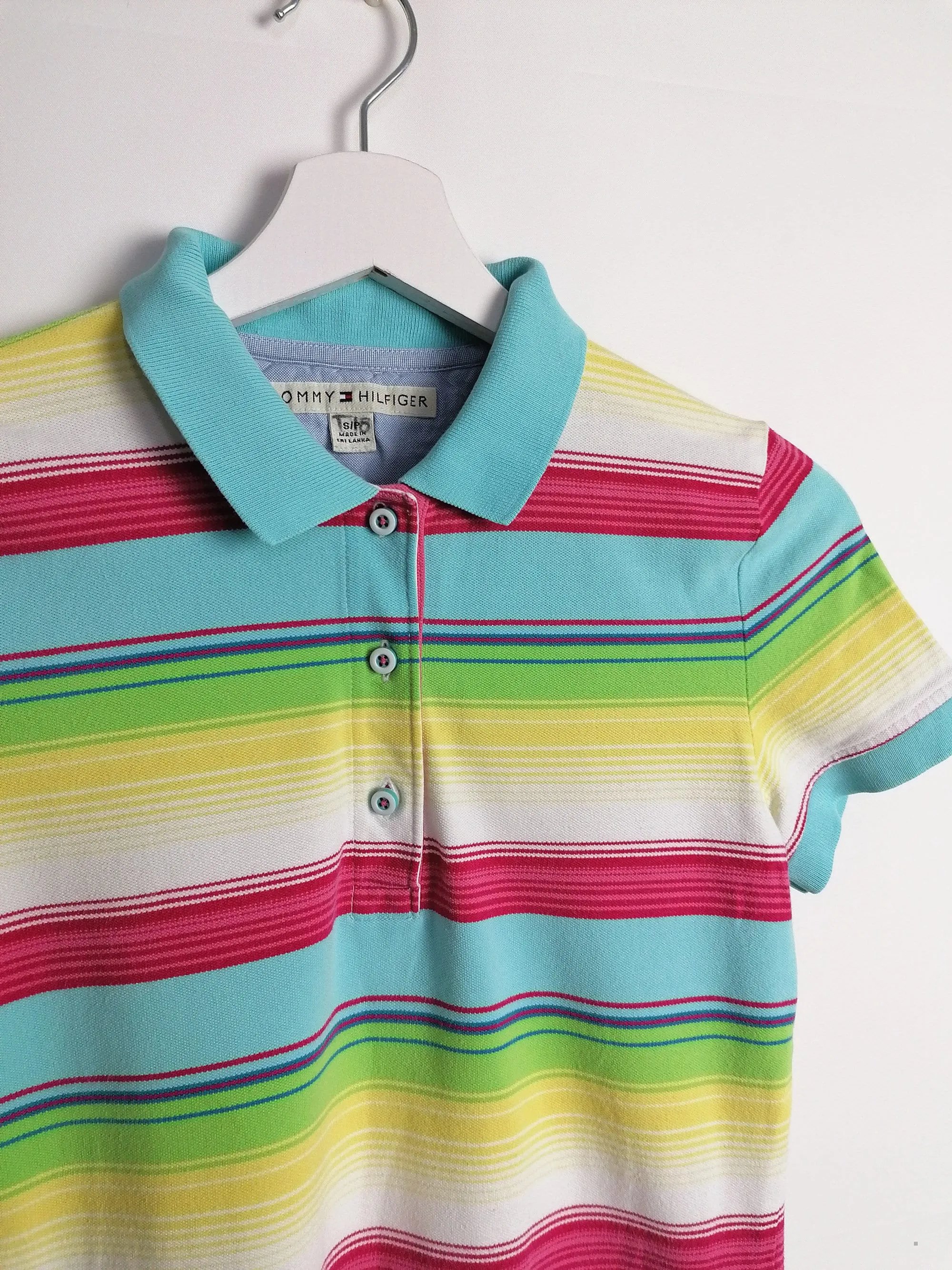 TOMMY HILFIGER Rainbow Stripes Polo T-shirt - size S