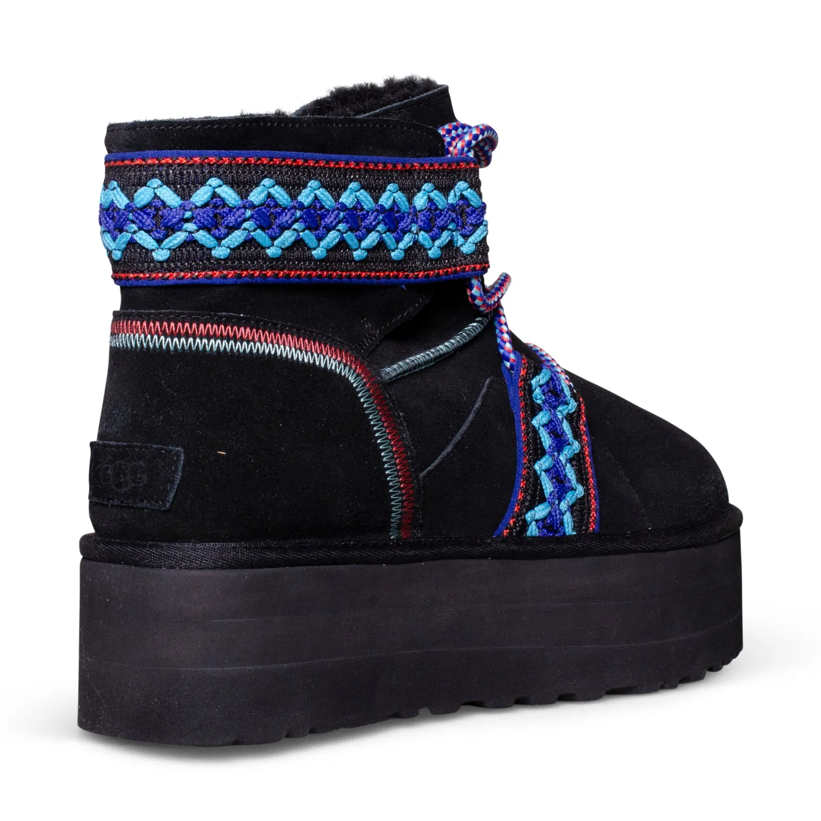 UGG Classic Mini II Braid Platform Black Boots - Women's