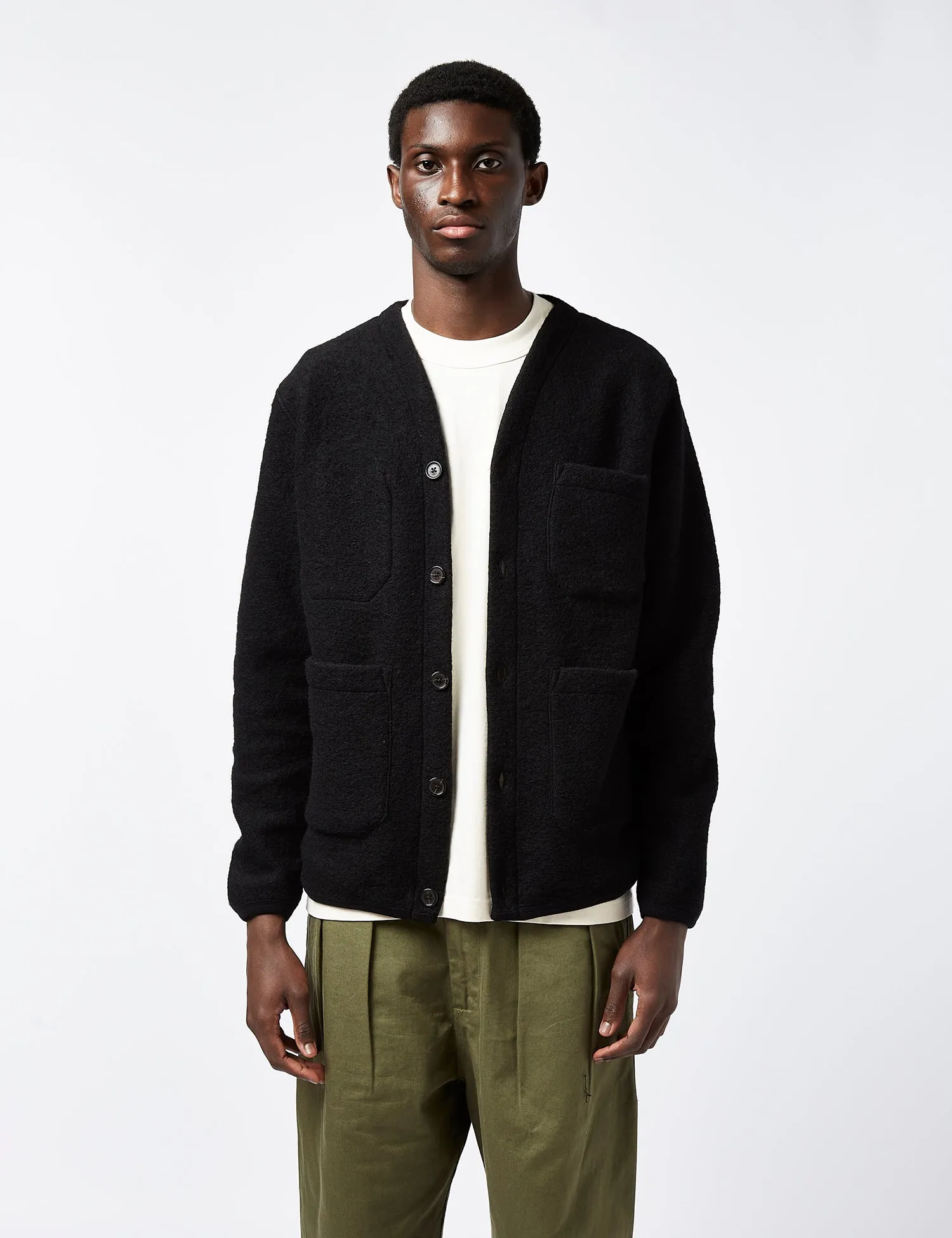 Universal Works Cardigan (Wool) - Black