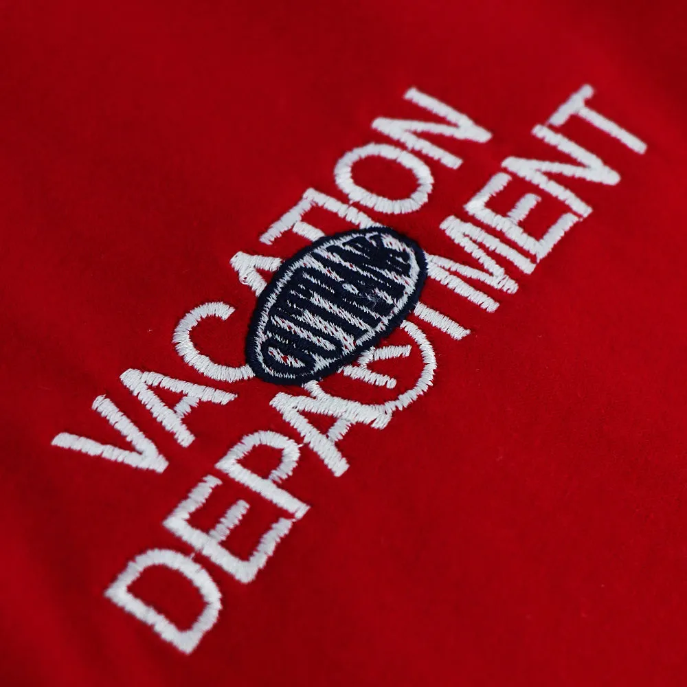 Vacation Department Embroidered Tee Red