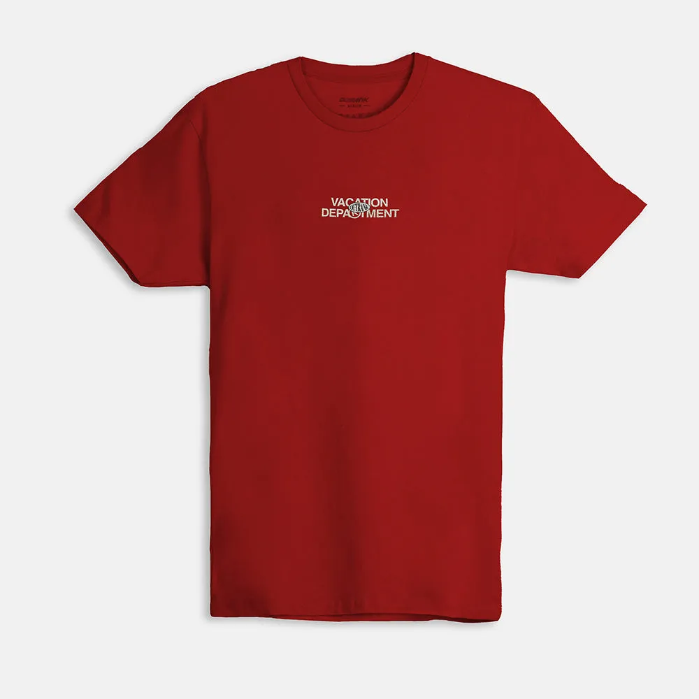 Vacation Department Embroidered Tee Red