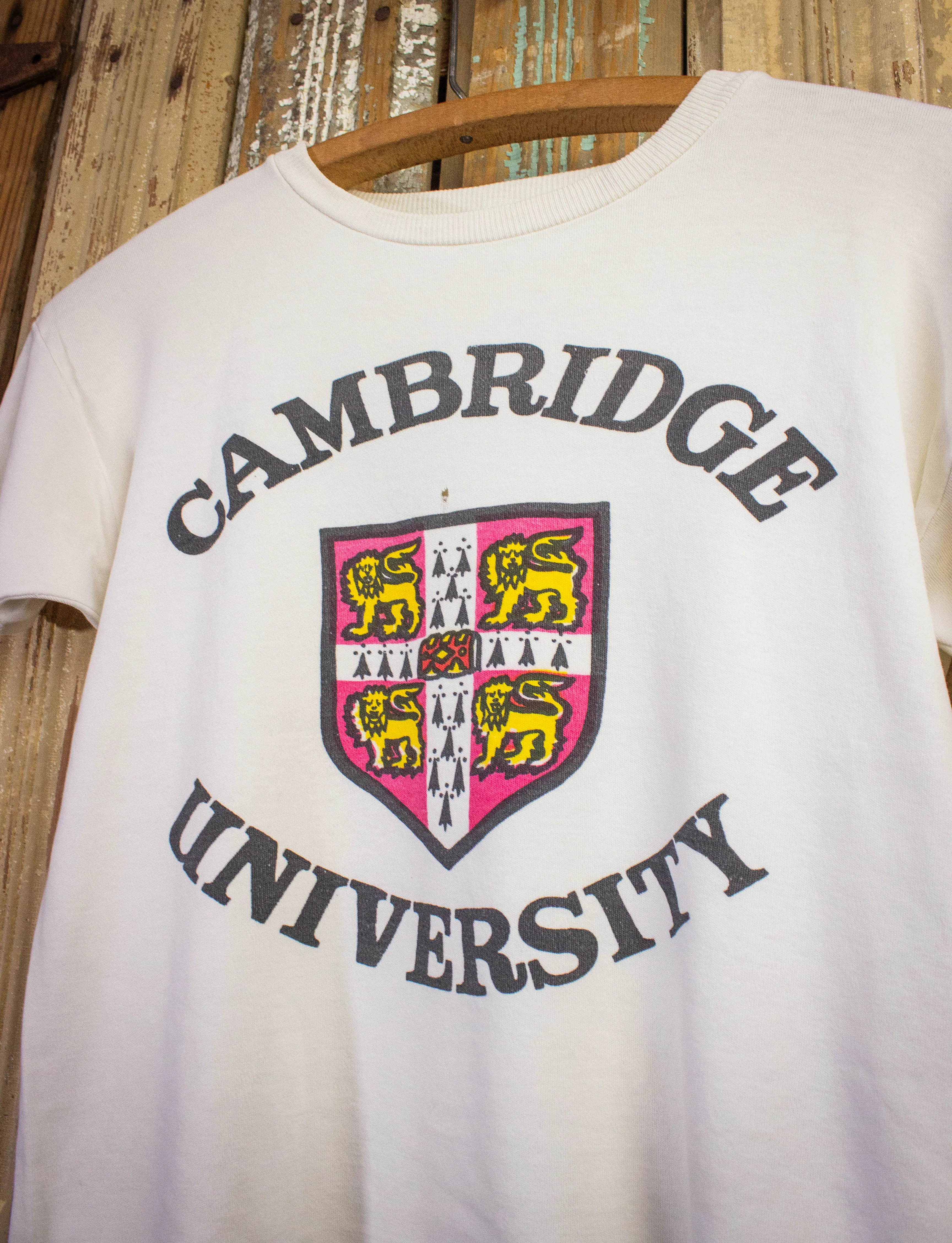 Vintage Cambridge University Graphic T Shirt 70s White Small