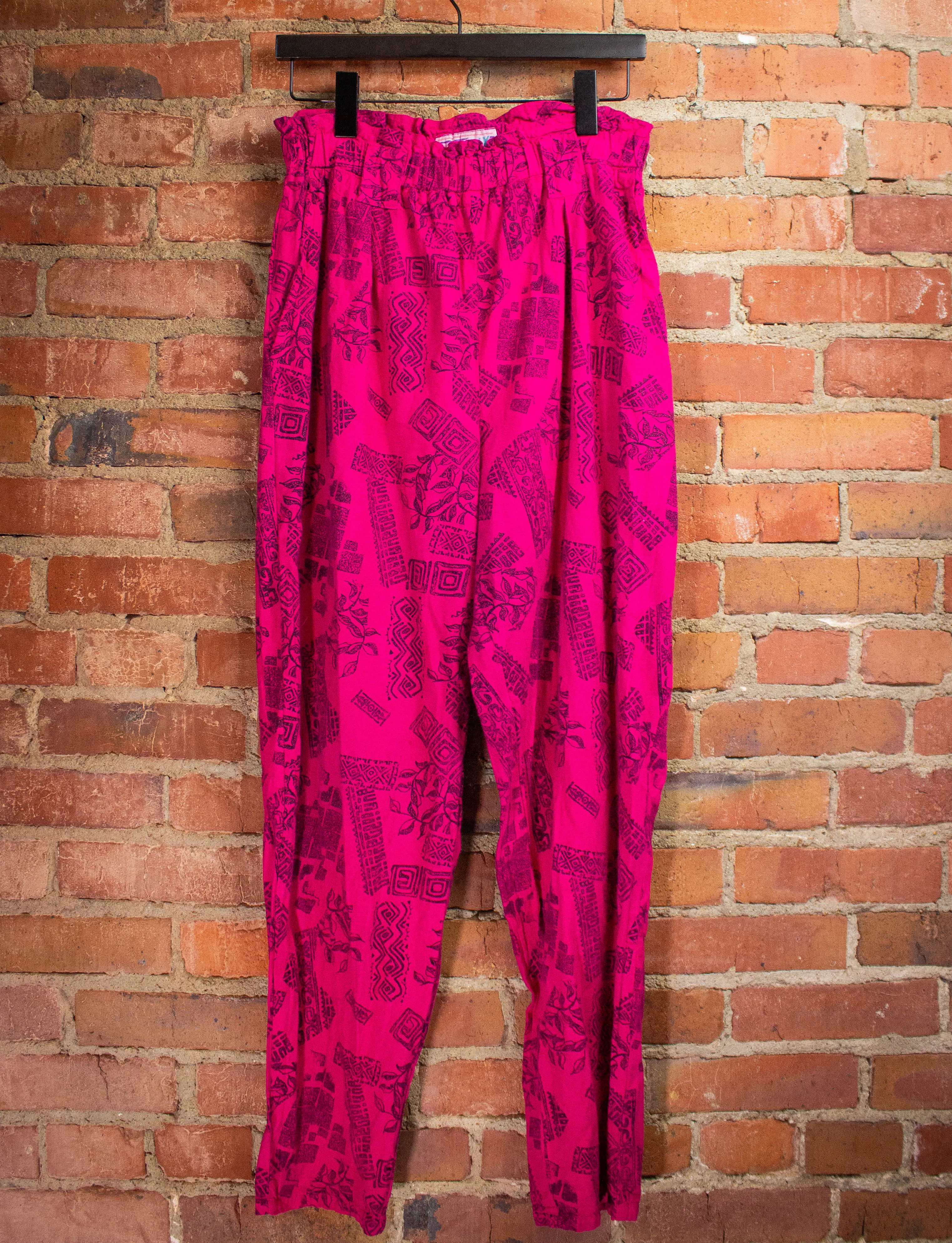 Vintage Clovely Fuschia Patterned Pants 1990s 26W