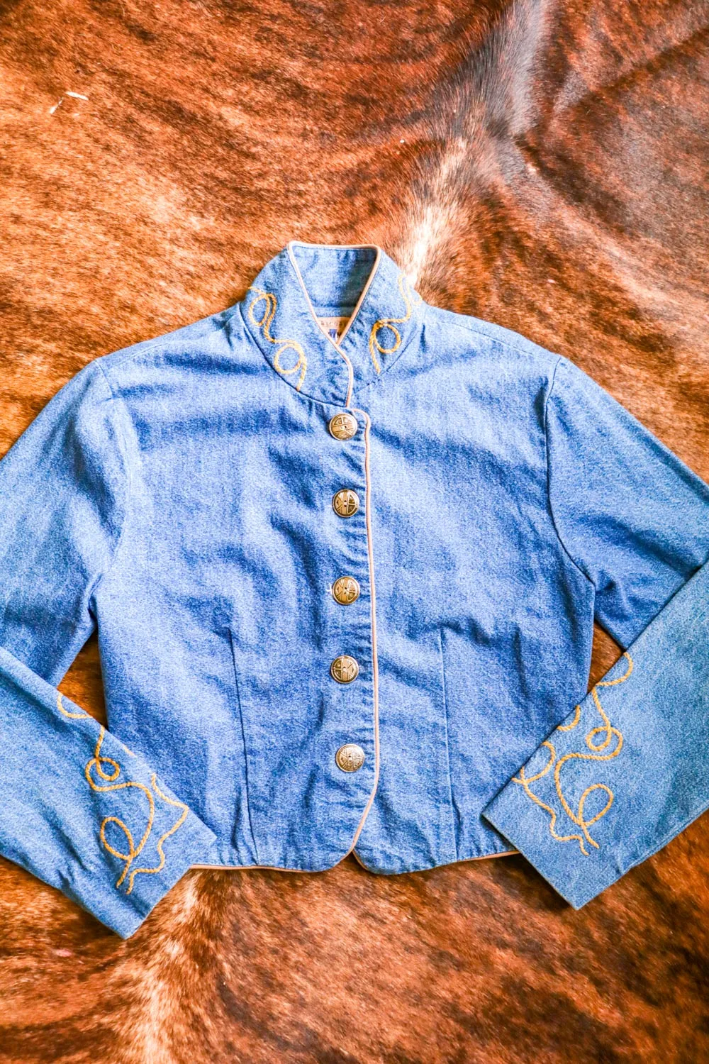 Vintage Denim Embroidered Happy Trails Western Jacket