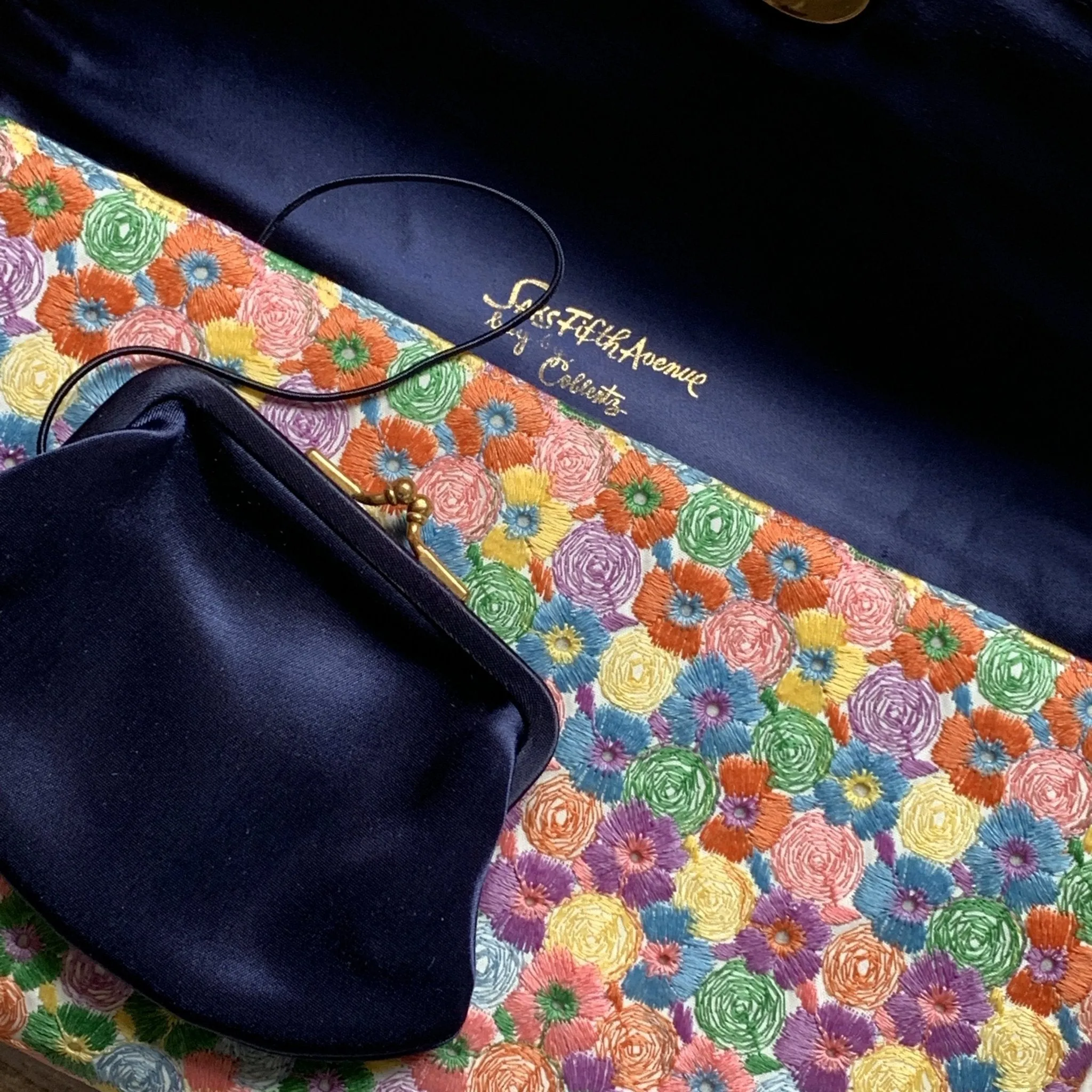 Vintage Embroidered Coblentz Clutch for Saks Fifth Avenue Purse. Colorful Embroidered Flowers.