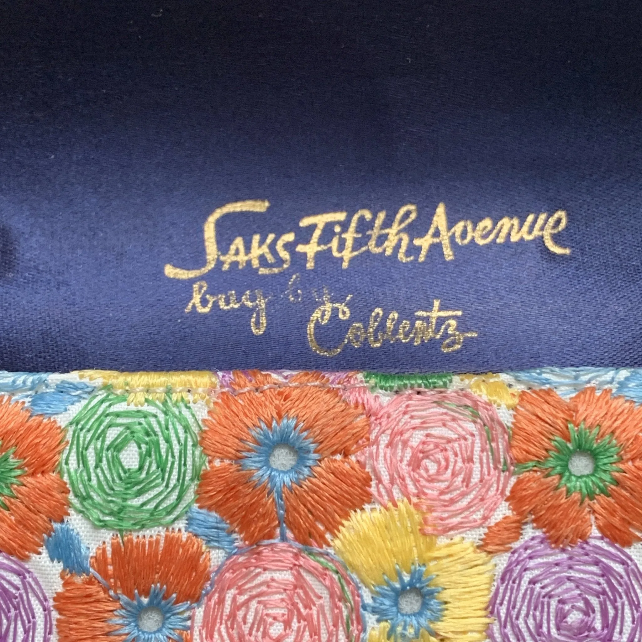 Vintage Embroidered Coblentz Clutch for Saks Fifth Avenue Purse. Colorful Embroidered Flowers.