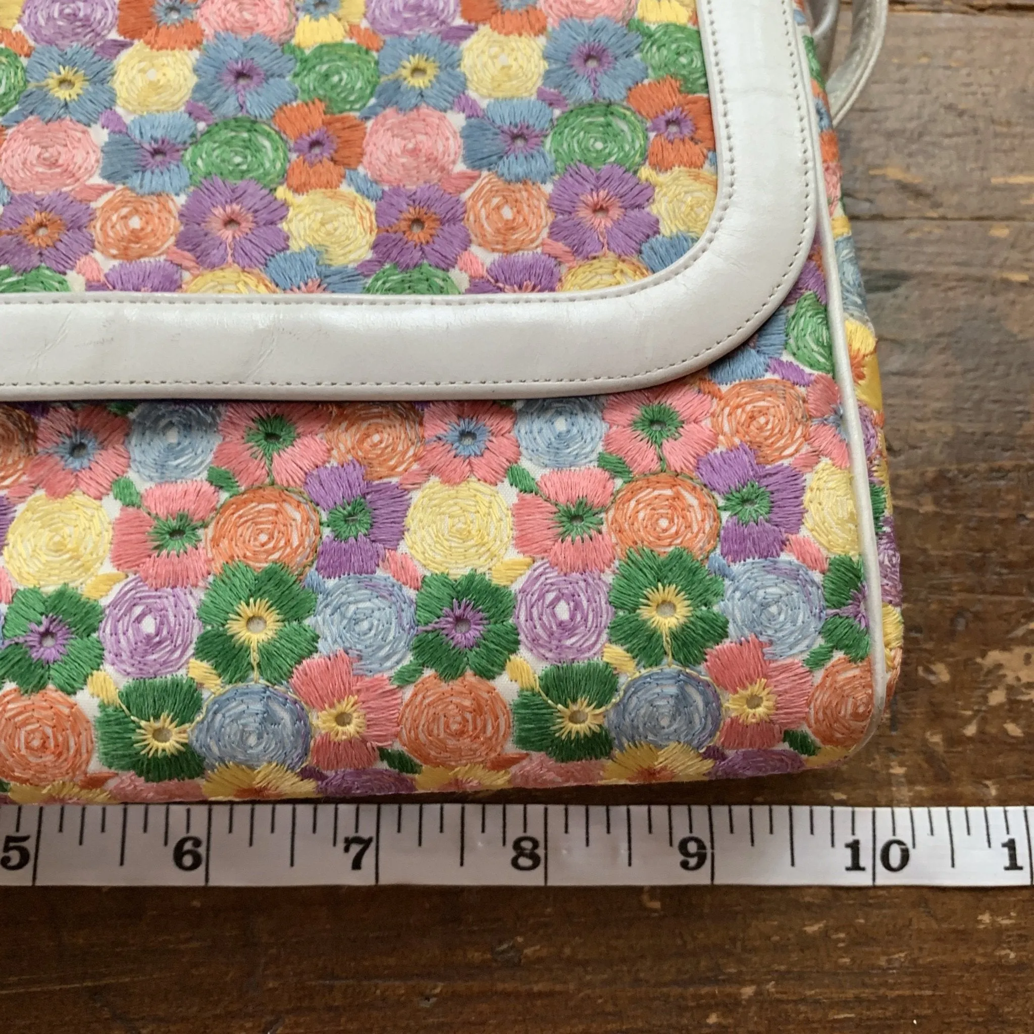 Vintage Embroidered Coblentz Clutch for Saks Fifth Avenue Purse. Colorful Embroidered Flowers.