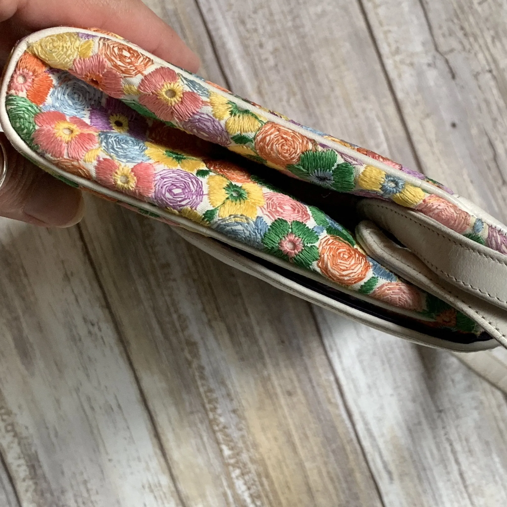 Vintage Embroidered Coblentz Clutch for Saks Fifth Avenue Purse. Colorful Embroidered Flowers.