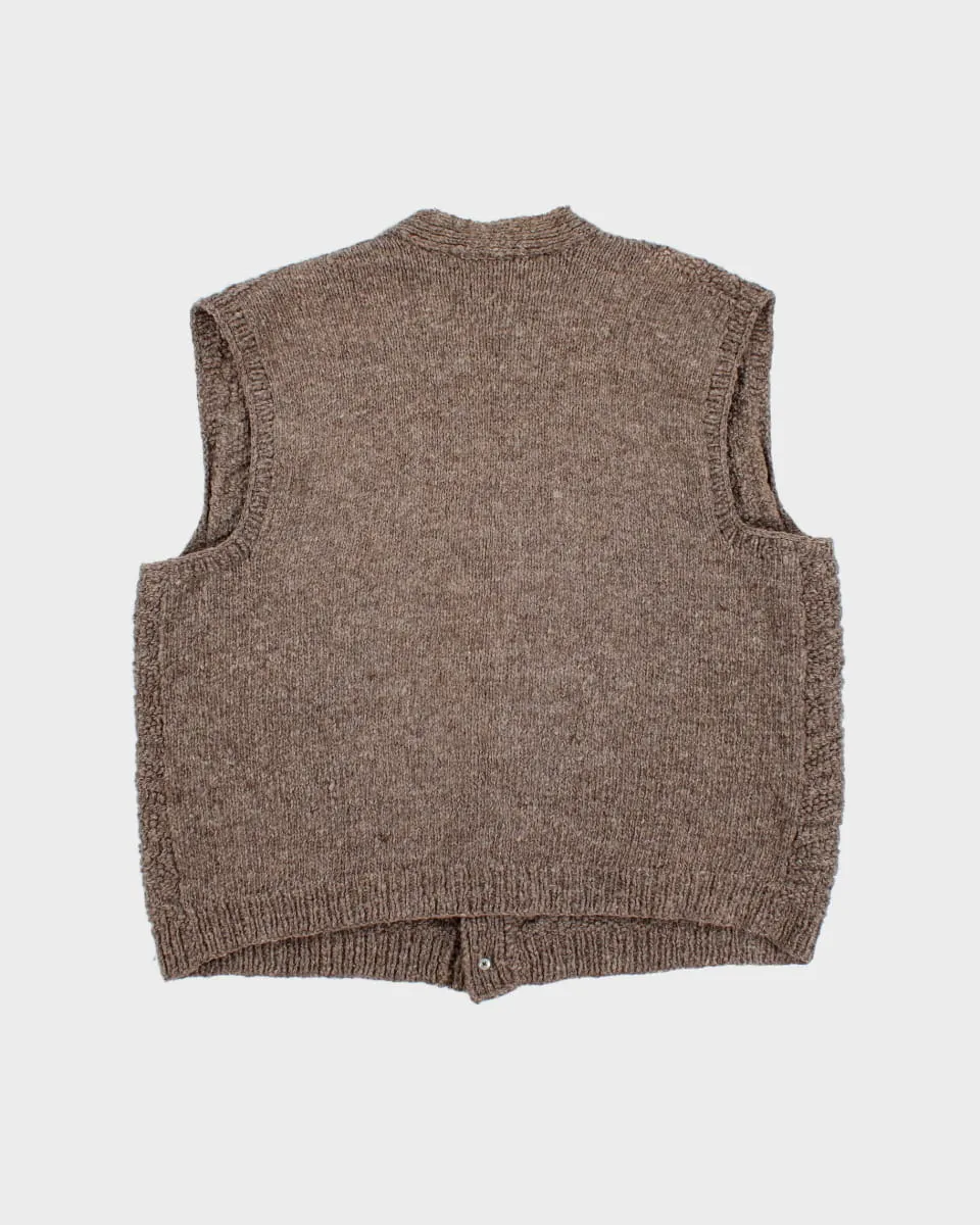 Vintage Grandad-core Pig Buttoned Handknit Vest - XL