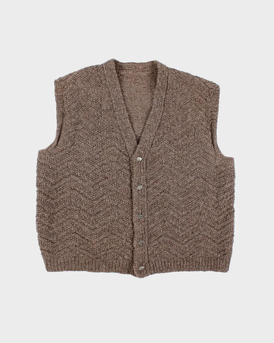 Vintage Grandad-core Pig Buttoned Handknit Vest - XL