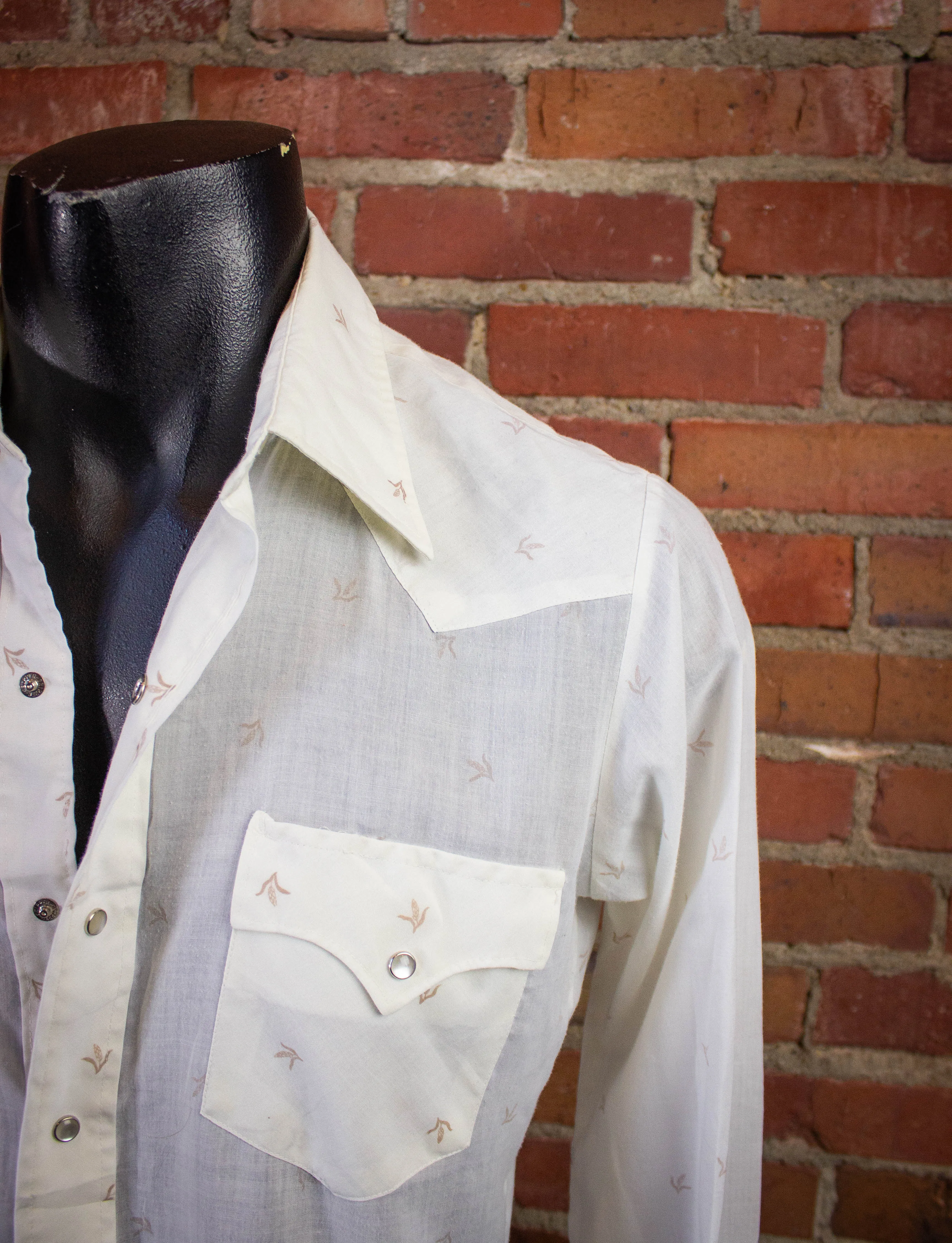 Vintage Hustler Collection Pearl Snap Western Shirt White Medium