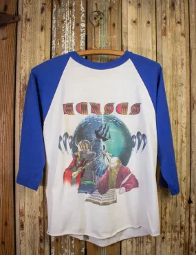 Vintage Kansas Album Artwork Compilation Raglan Concert T Shirt 1980 White/Blue Small