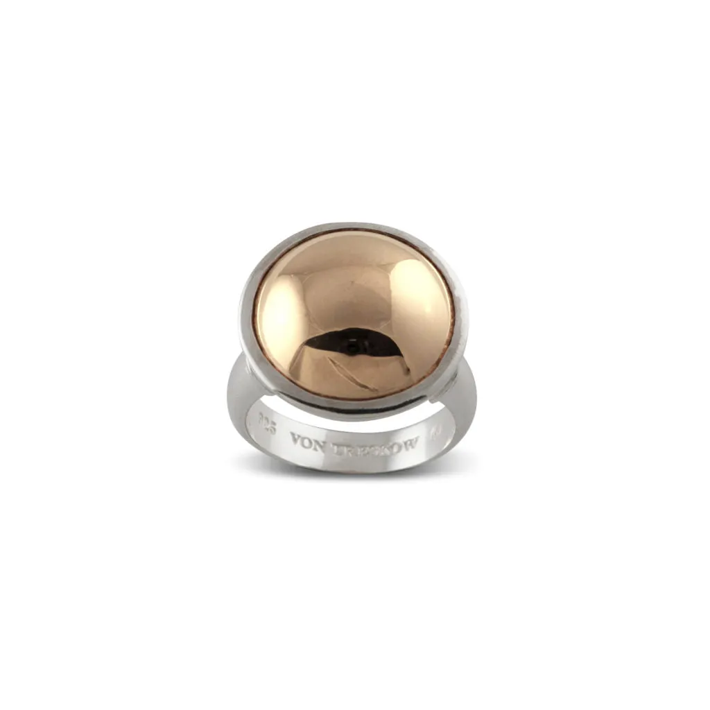 Von Treskow Large Silver and Rose Gold Domed Ring