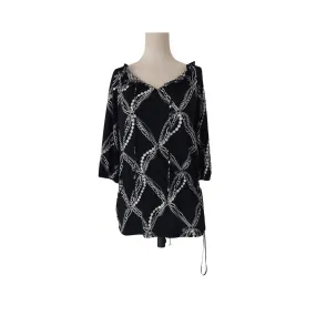 White House Black Market Black & White Chain-Print Blouse | Gently Used |