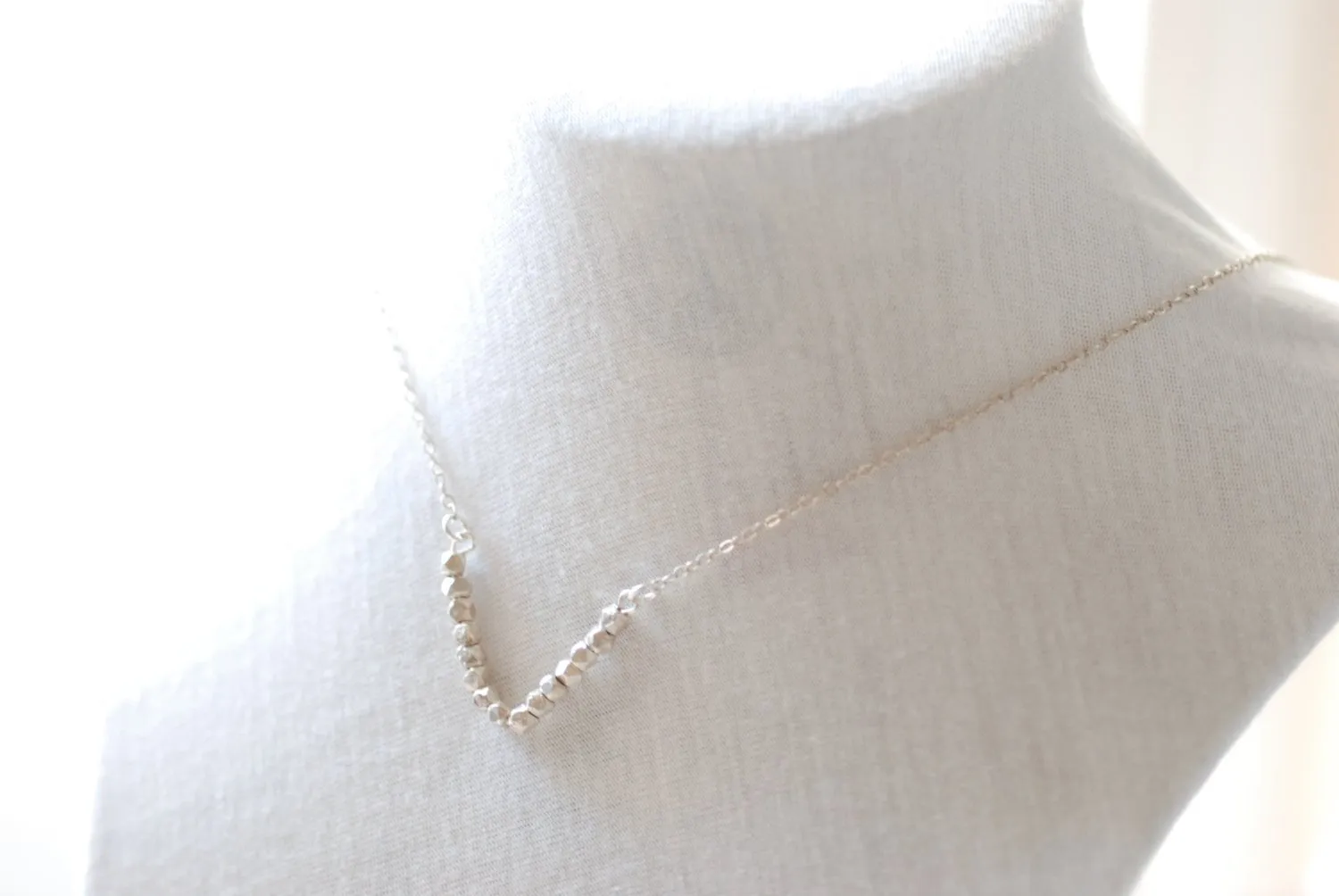 Wholesale Dainty Chevron Necklace, Sterling Silver V Bar Necklace, Minimalist Geometric Jewelry