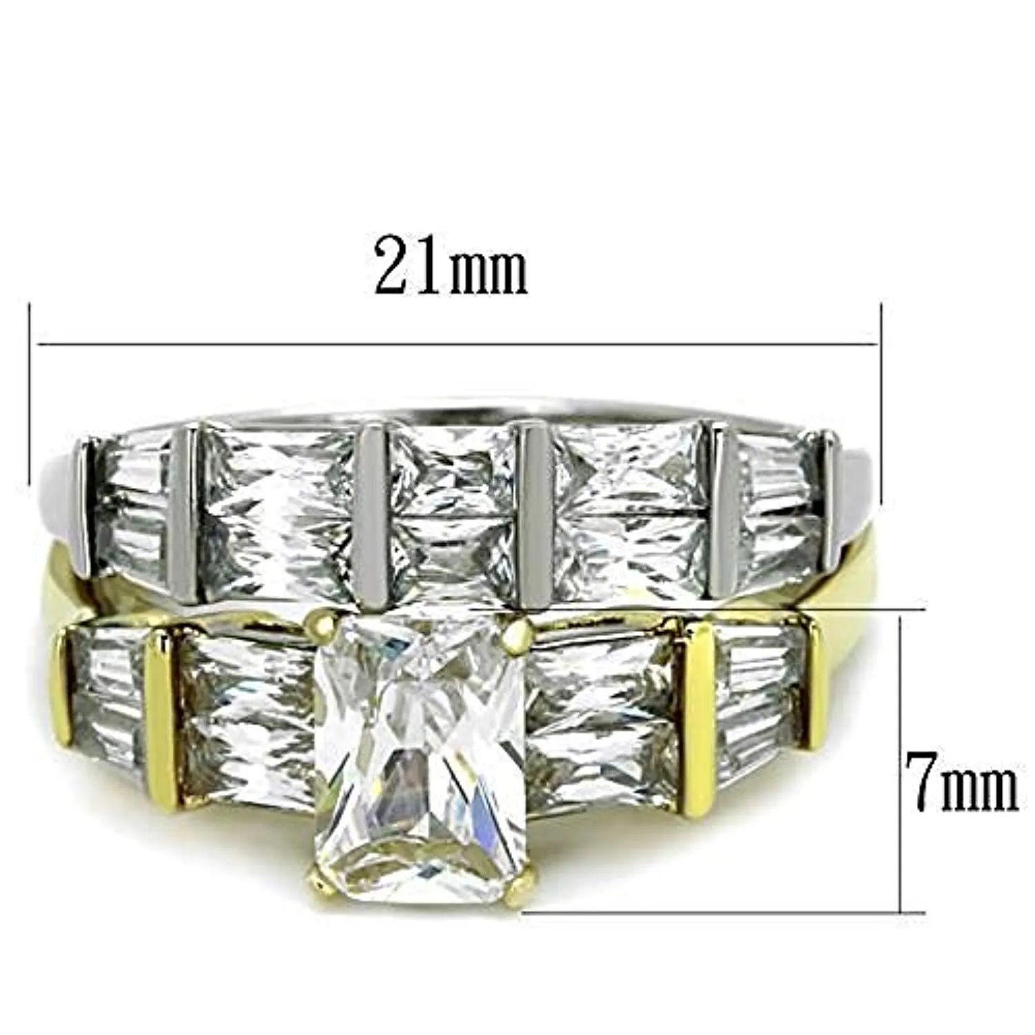 WildKlass Stainless Steel Ring Two-Tone IP Gold Women AAA Elegant Grade CZ Clear