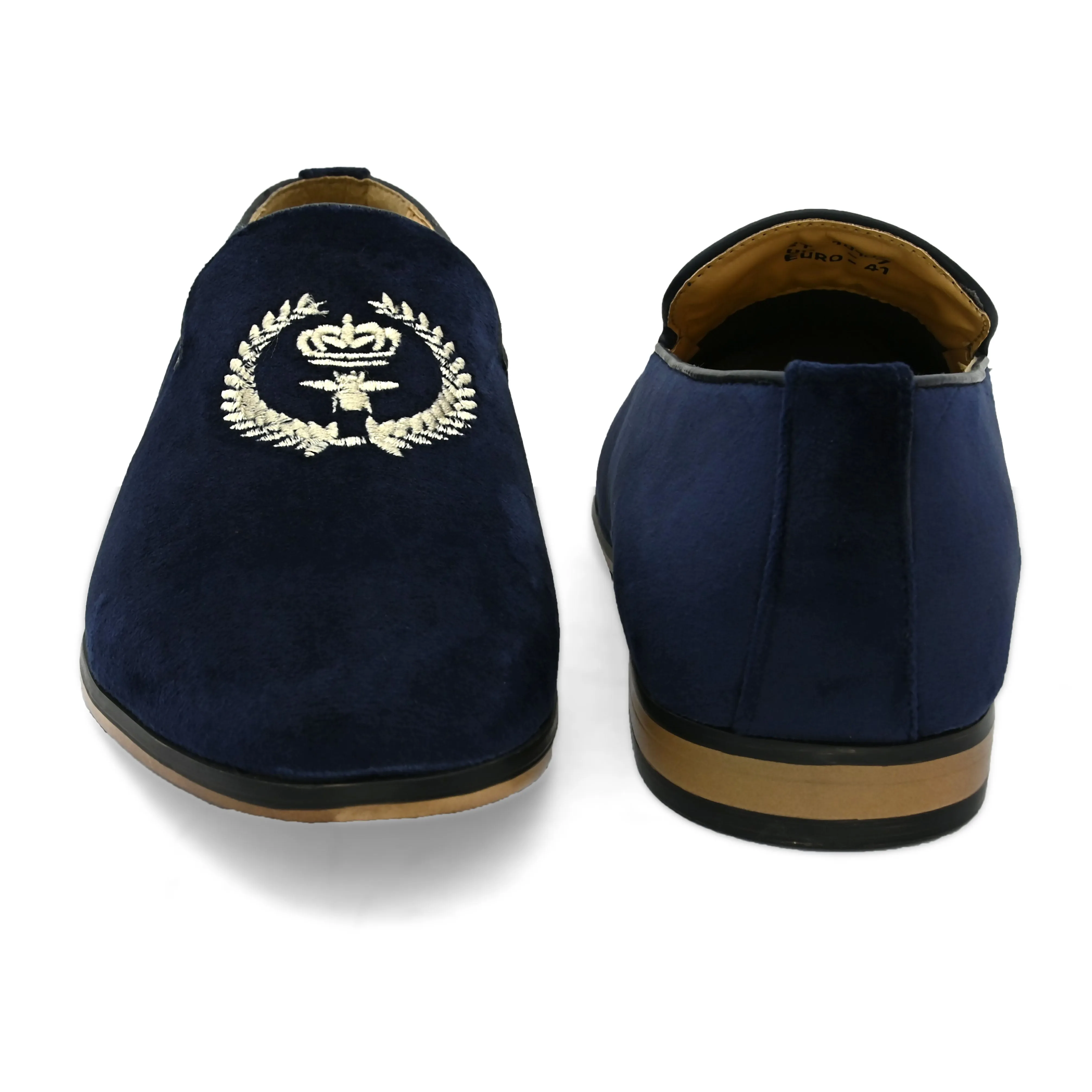 Wing Blue Embroidered Slip-Ons