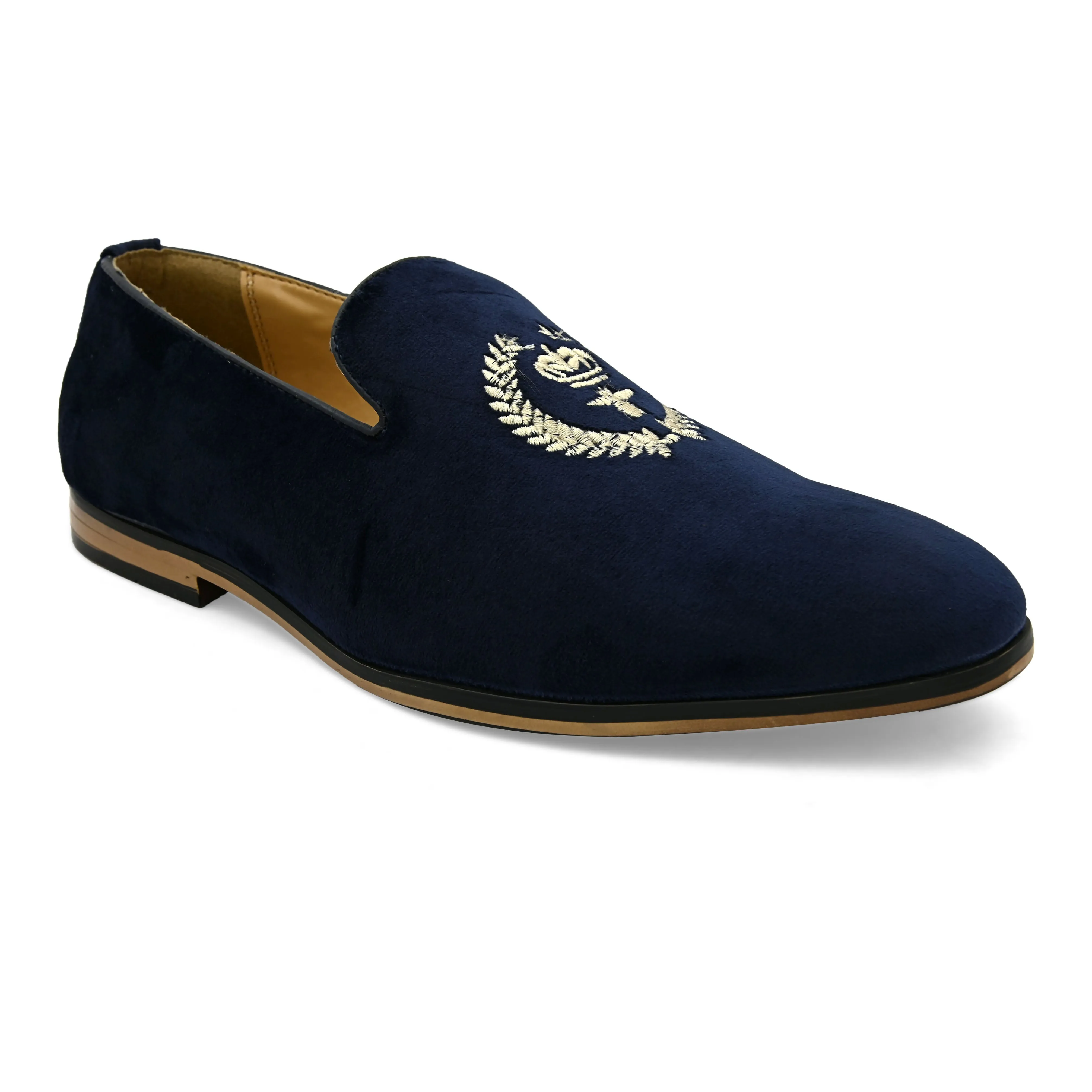 Wing Blue Embroidered Slip-Ons